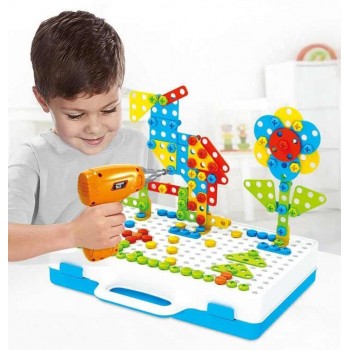 Детский пластмассовый конструктор с шуруповертом для мальчика СТ Creative Puzzle 4в1