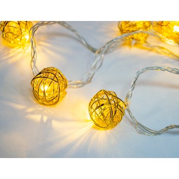 Новогодняя гирлянда Xmas Golden Ball WW-1 2м желтая, светодиодная гирлядна с шариками